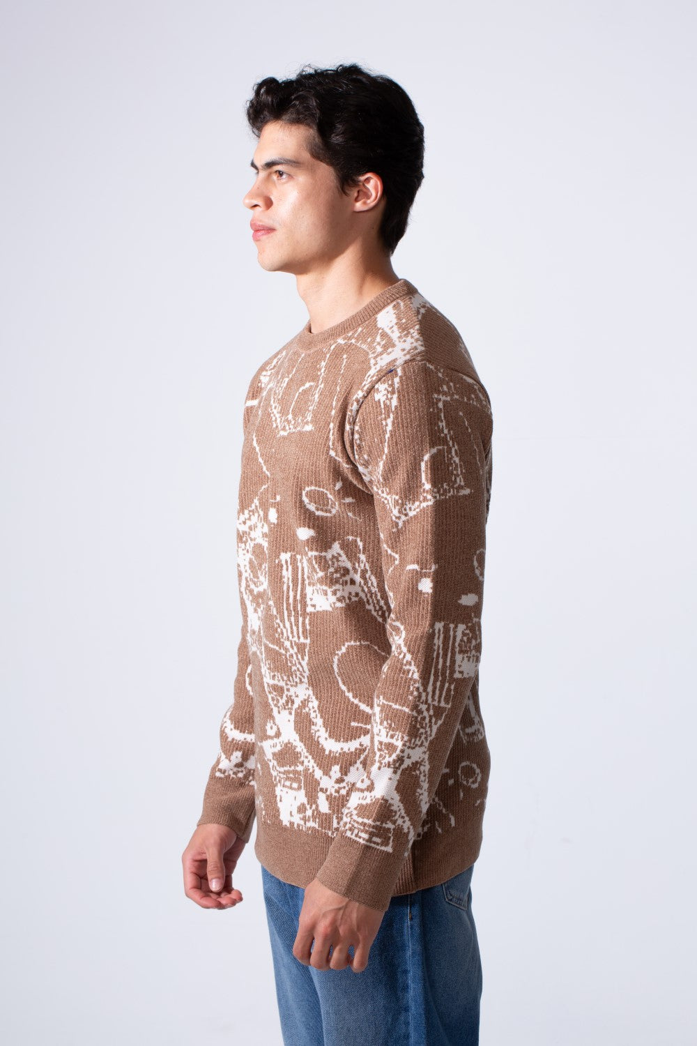 Men's Long Sleeve With Casual Print Slim Fit Crew Neck Pullover
