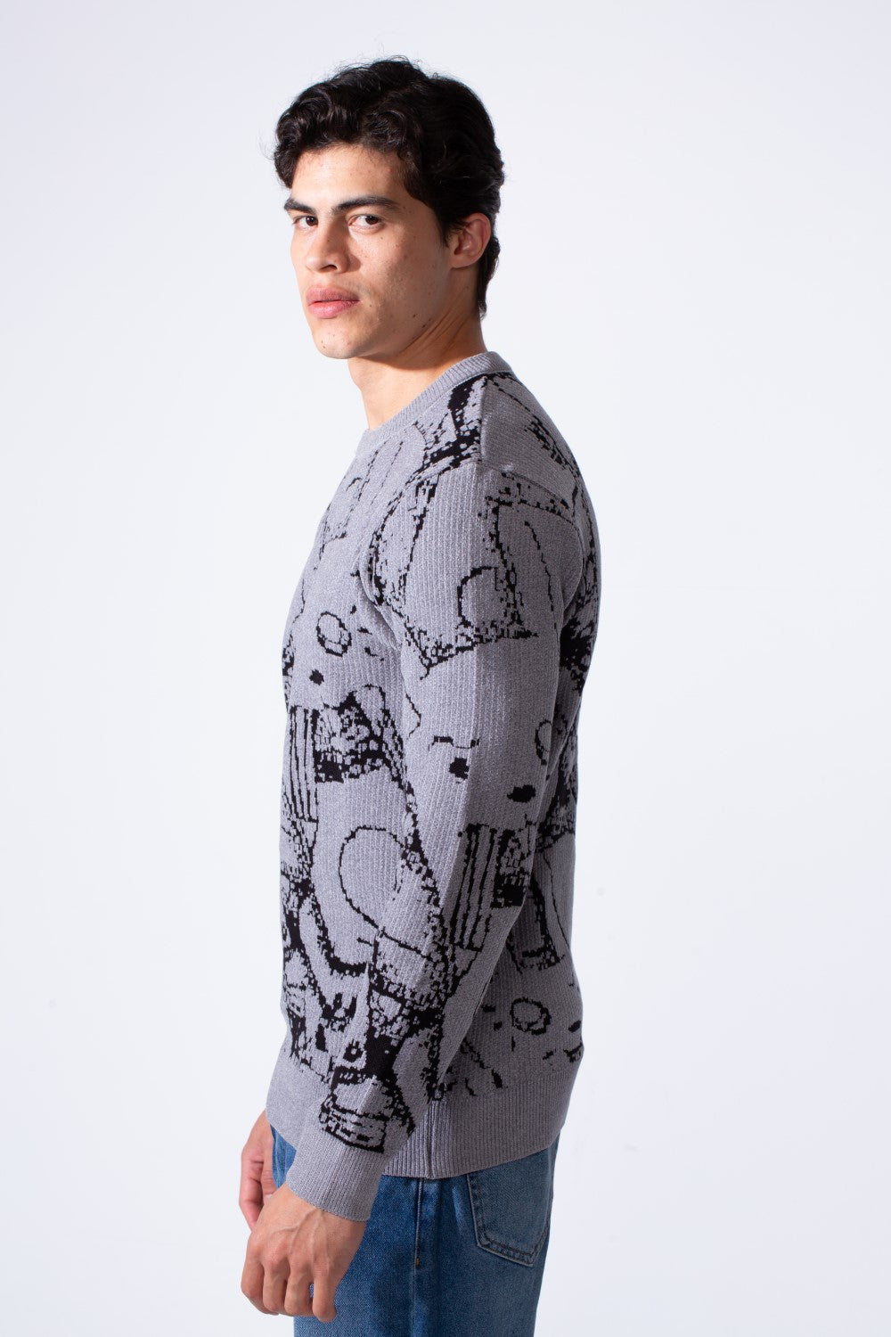 Men's Long Sleeve With Casual Print Slim Fit Crew Neck Pullover