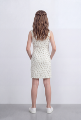 Girl's Floral Print Dress Sleeveless Design Gathered Waist Detail Soft All Over Ditsy Floral Pattern