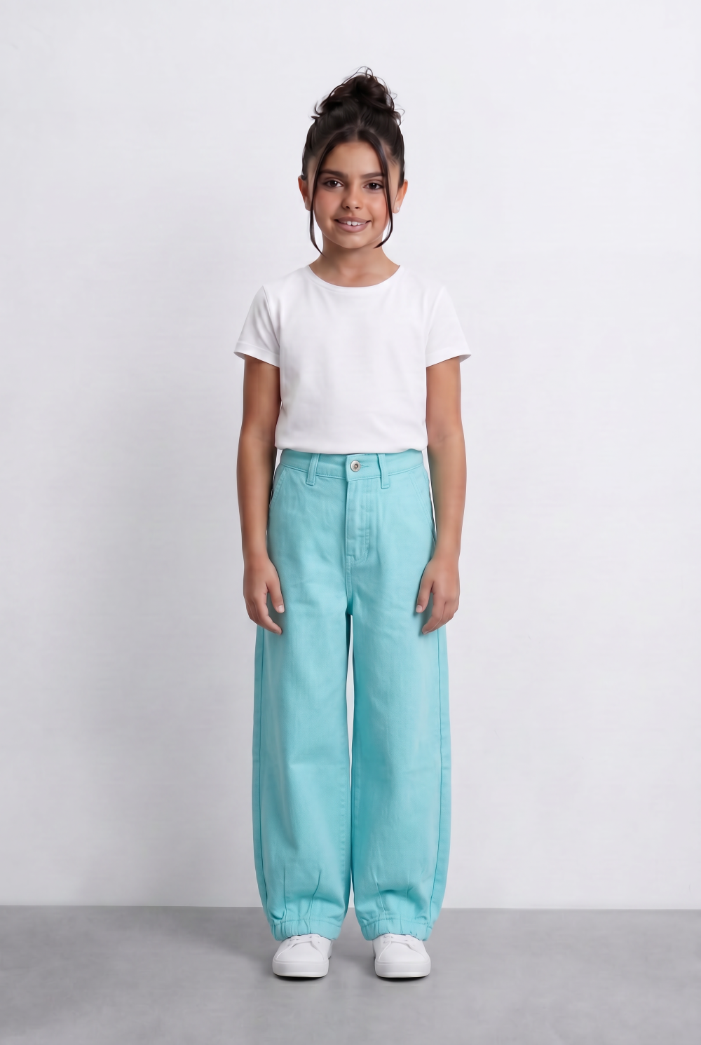 Girl's Basic Slouchy Fit Denim Jeans Casual Pants With Comfortable Relaxed Shape Tomato Store