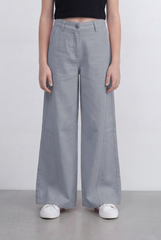 girl’s Tomato Store Wide Leg Pants With Tailored Waist Clean Denim Relaxed Drape
