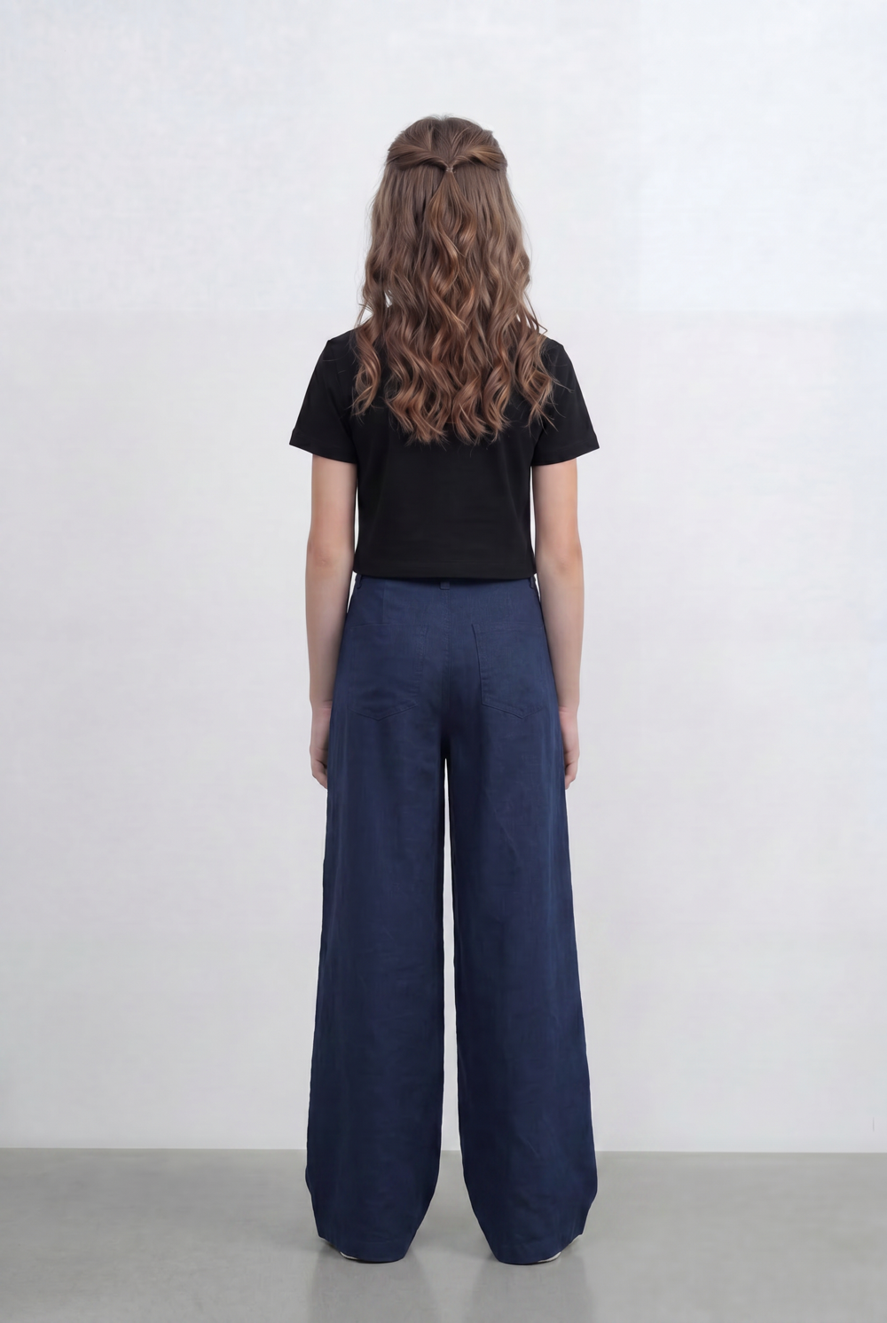 girl’s Tomato Store Wide Leg Pants With Tailored Waist Clean Denim Relaxed Drape