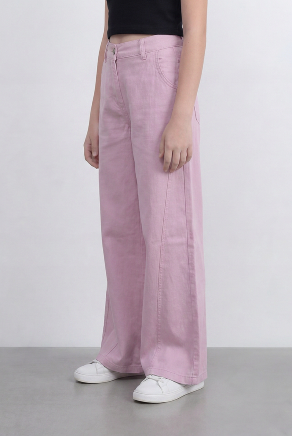 girl’s Tomato Store Wide Leg Pants With Tailored Waist Clean Denim Relaxed Drape