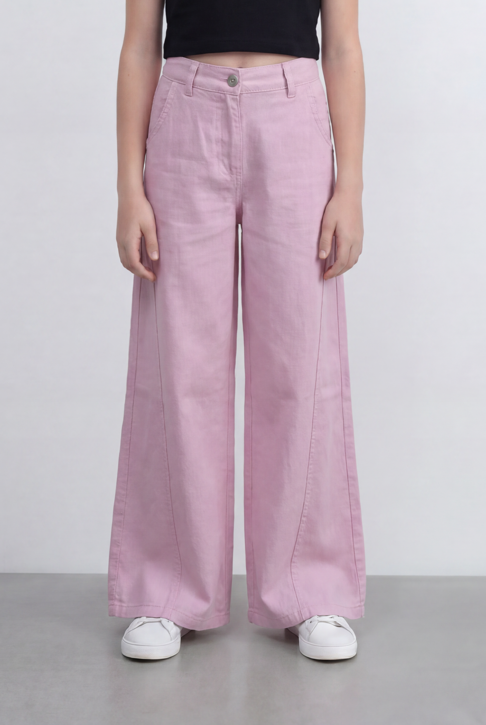 girl’s Tomato Store Wide Leg Pants With Tailored Waist Clean Denim Relaxed Drape