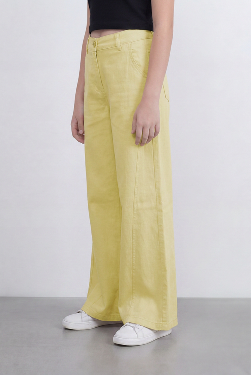 girl’s Tomato Store Wide Leg Pants With Tailored Waist Clean Denim Relaxed Drape