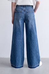 Girl's Tomato Store Light-Wash Pants Side Lace Panel Detail Wide Leg