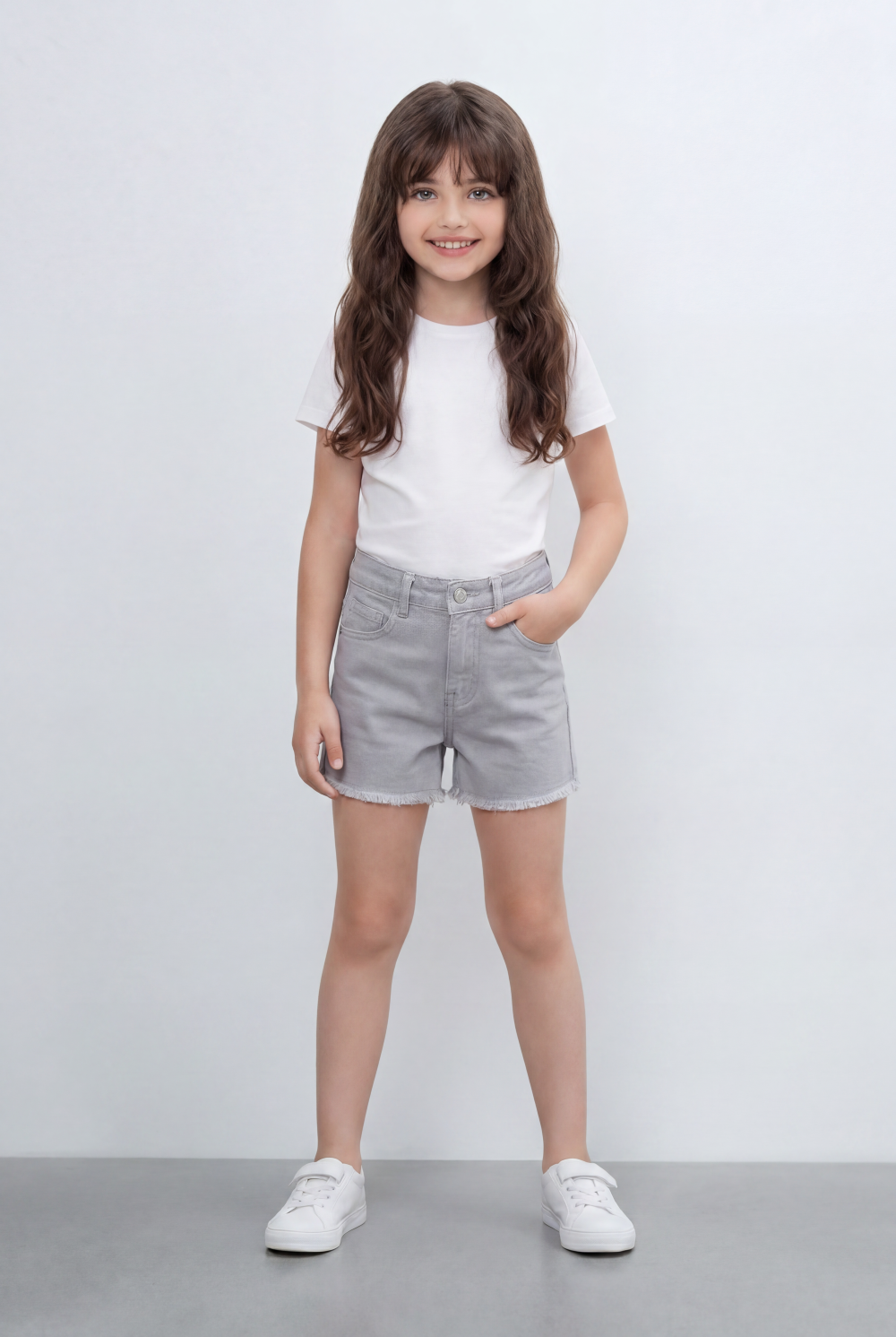 Girl’s Tomato Store Denim Shorts Classic Five Pocket Design Raw Frayed Hem Regular Fit