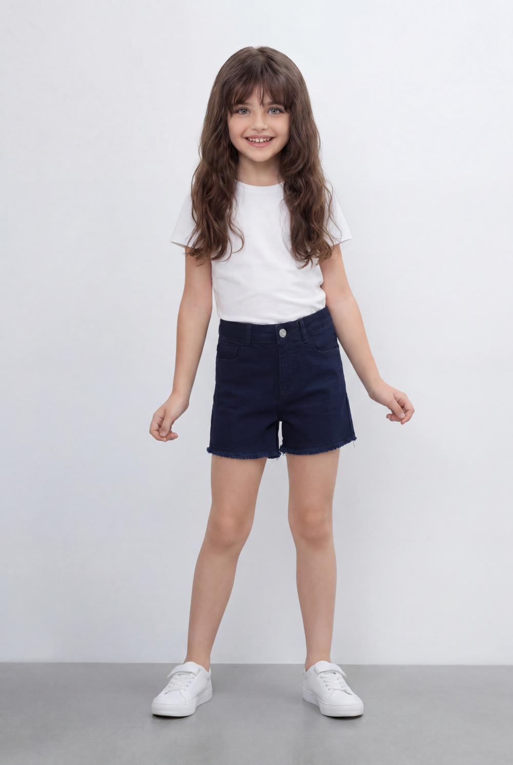 Girl’s Tomato Store Denim Shorts Classic Five Pocket Design Raw Frayed Hem Regular Fit