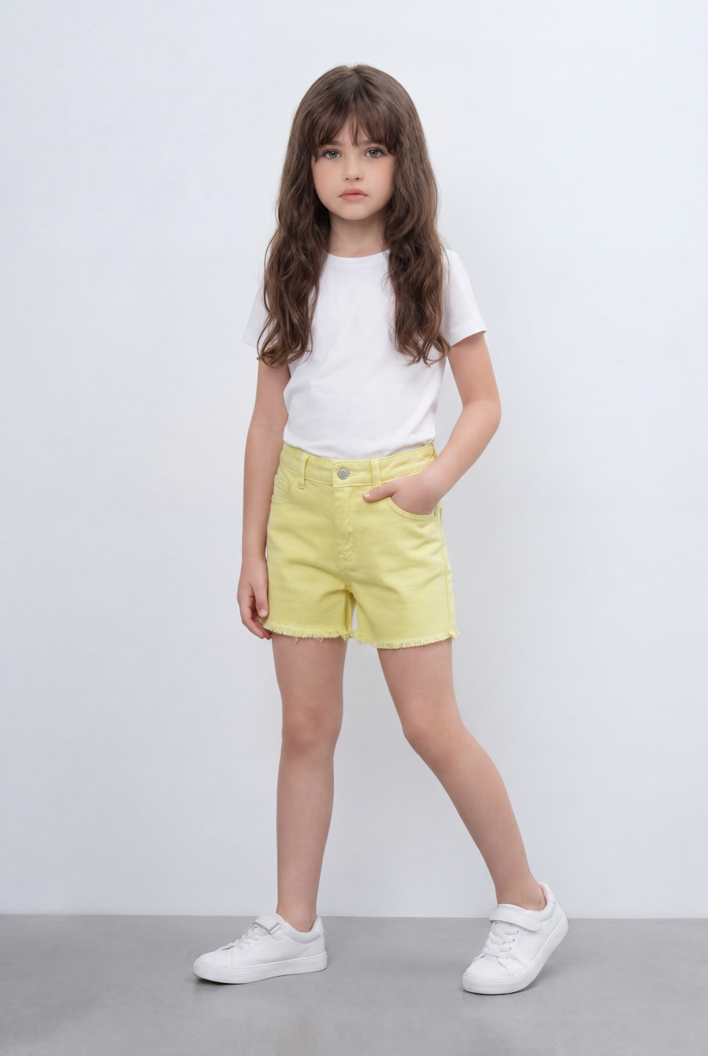 Girl’s Tomato Store Denim Shorts Classic Five Pocket Design Raw Frayed Hem Regular Fit