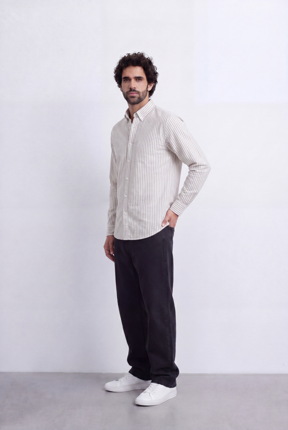 Men's Long Sleeve Vertical Striped Shirt Regular Fit for Any Occasion Tomato Store