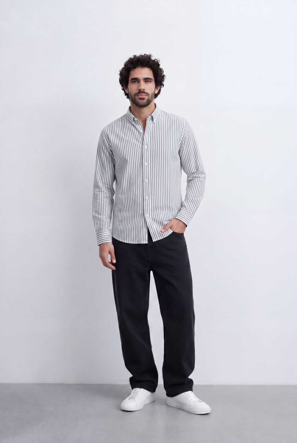 Men's Long Sleeve Vertical Striped Shirt Regular Fit for Any Occasion Tomato Store
