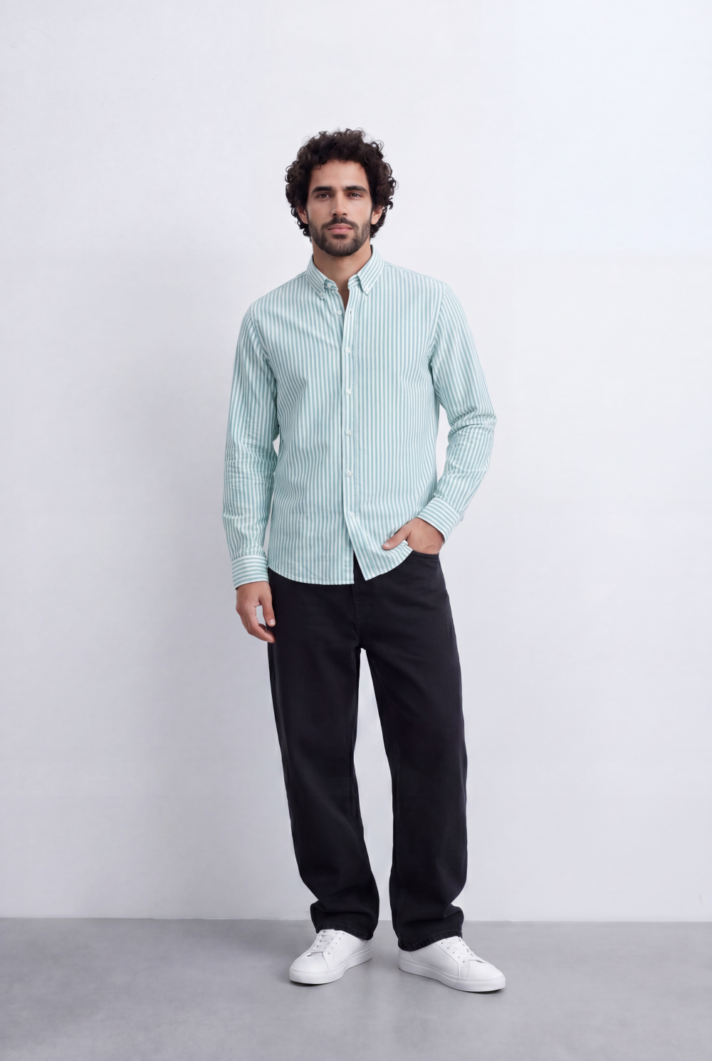 Men's Long Sleeve Vertical Striped Shirt Regular Fit for Any Occasion Tomato Store