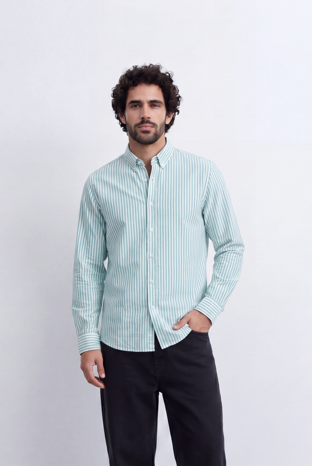 Men's Long Sleeve Vertical Striped Shirt Regular Fit for Any Occasion Tomato Store