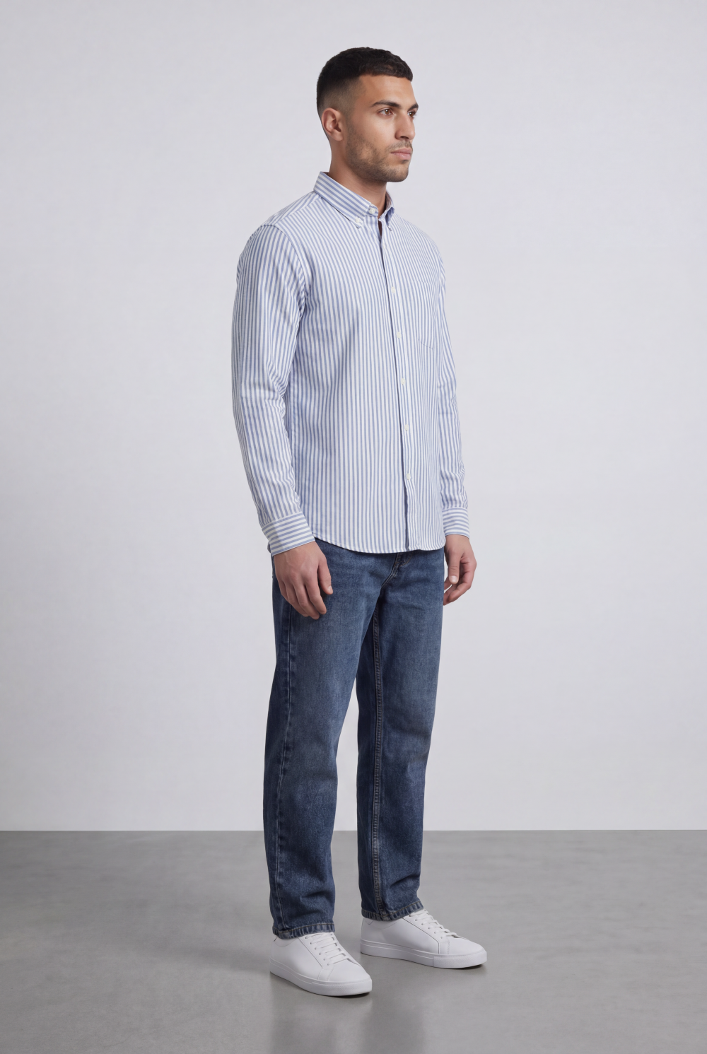 Men's Long Sleeve Vertical Striped Shirt Regular Fit for Any Occasion Tomato Store