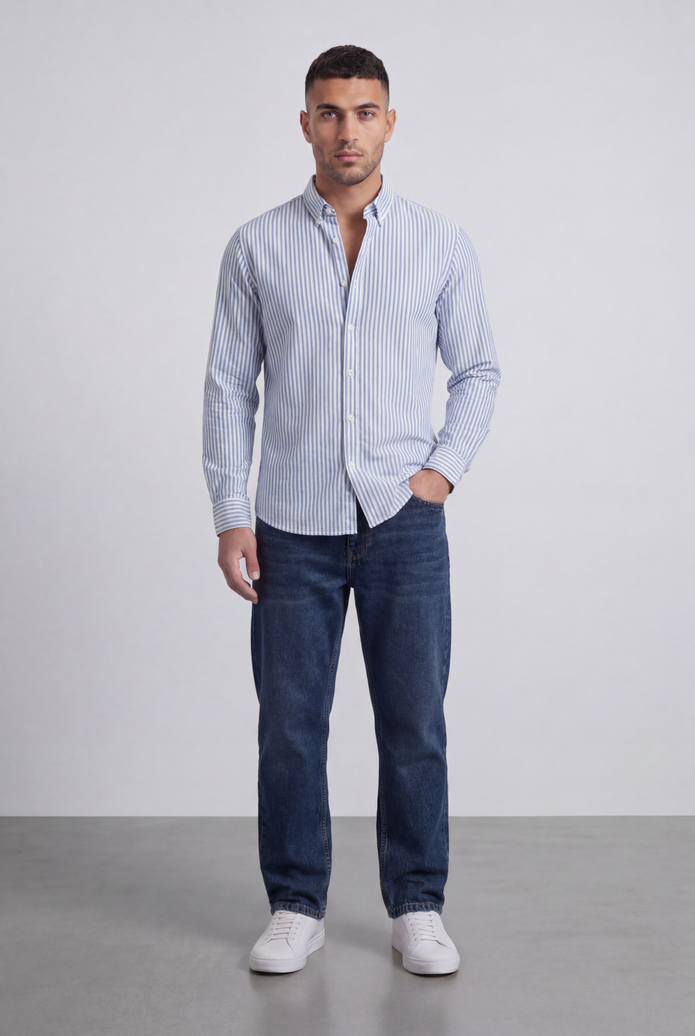 Men's Long Sleeve Vertical Striped Shirt Regular Fit for Any Occasion Tomato Store