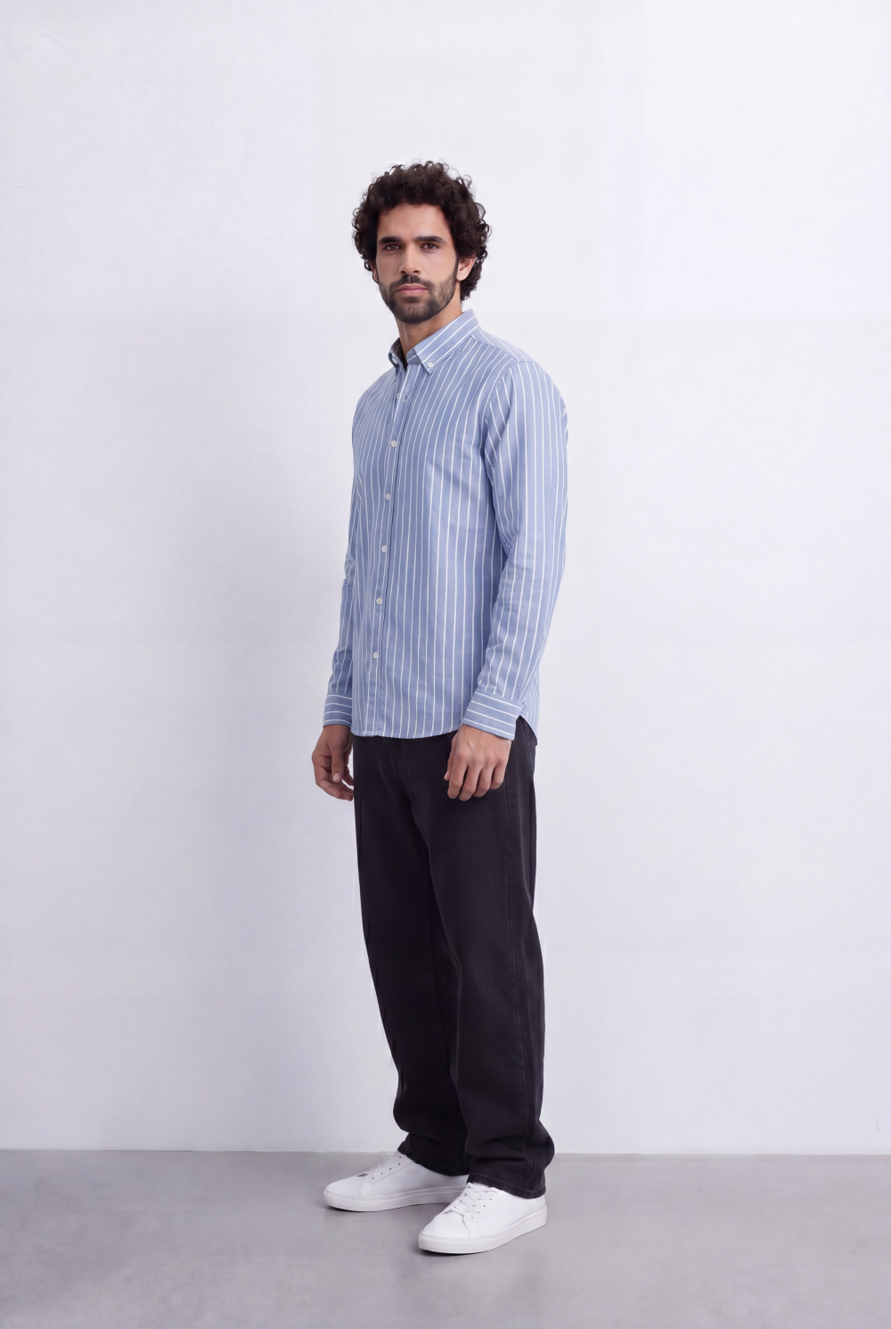 Men's Slim Fit Long Sleeve Striped Shirt Tomato Store Classic Button-Down Smart Casual Everyday Style