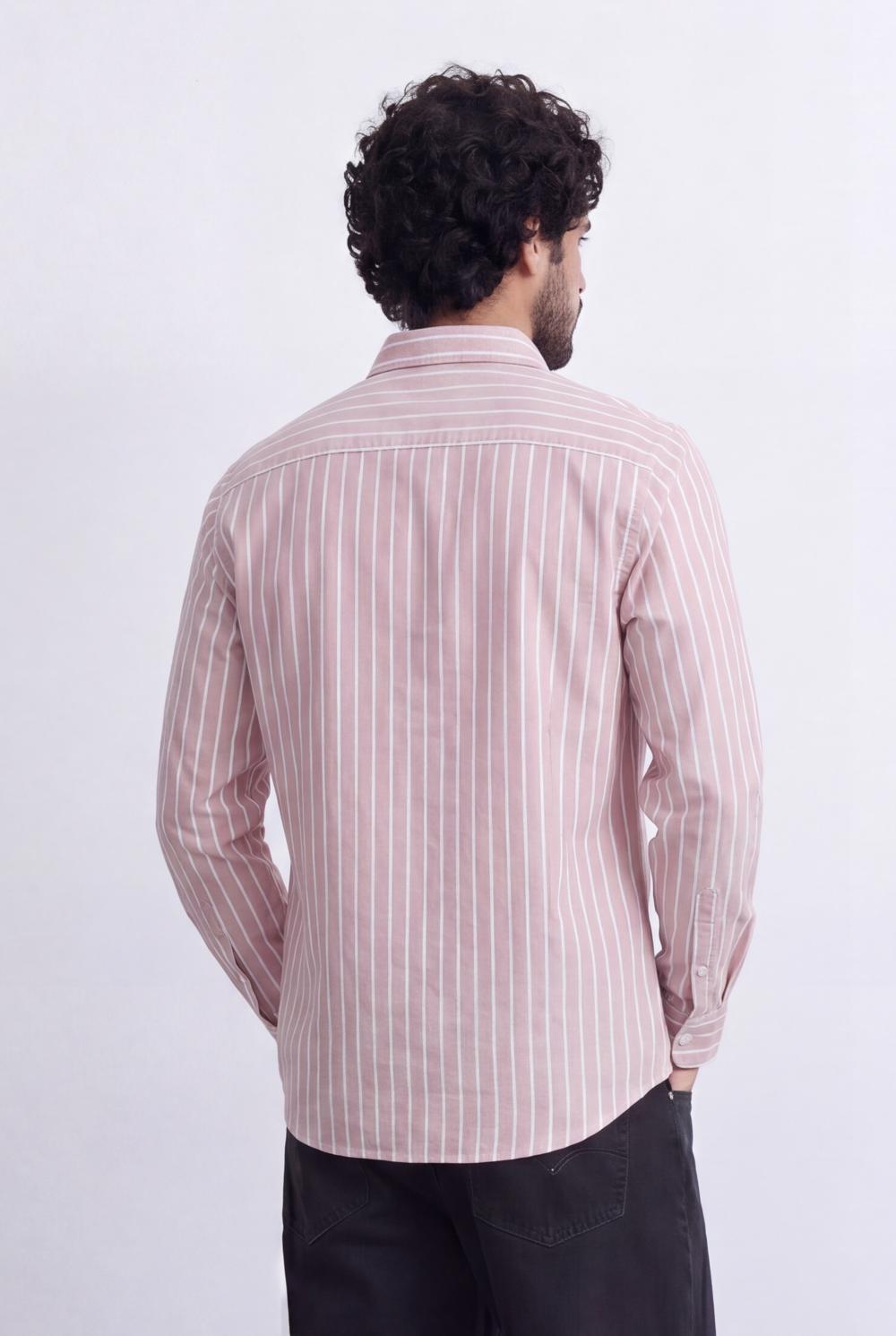 Men's Slim Fit Long Sleeve Striped Shirt Tomato Store Classic Button-Down Smart Casual Everyday Style