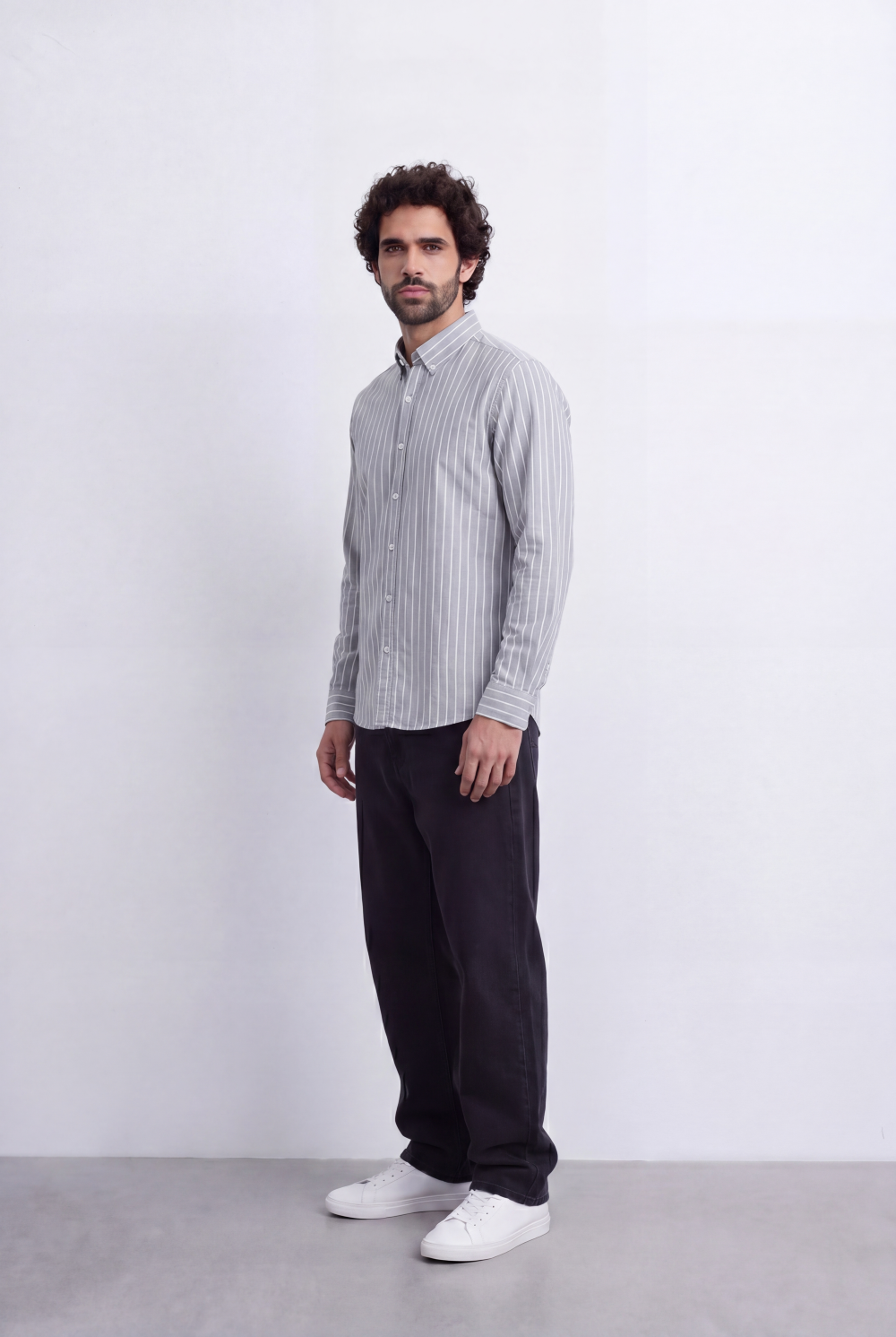 Men's Slim Fit Long Sleeve Striped Shirt Tomato Store Classic Button-Down Smart Casual Everyday Style