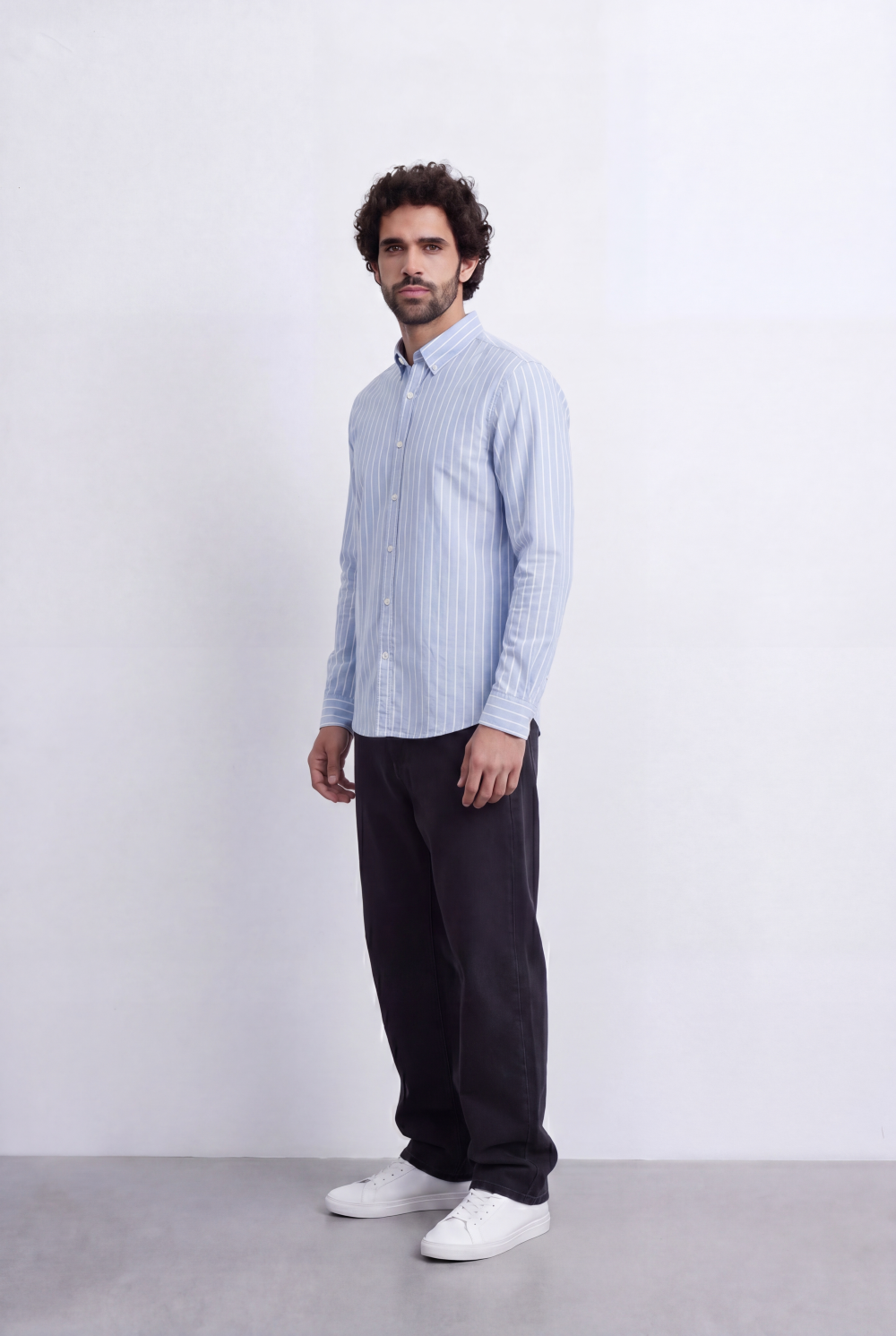 Men's Slim Fit Long Sleeve Striped Shirt Tomato Store Classic Button-Down Smart Casual Everyday Style