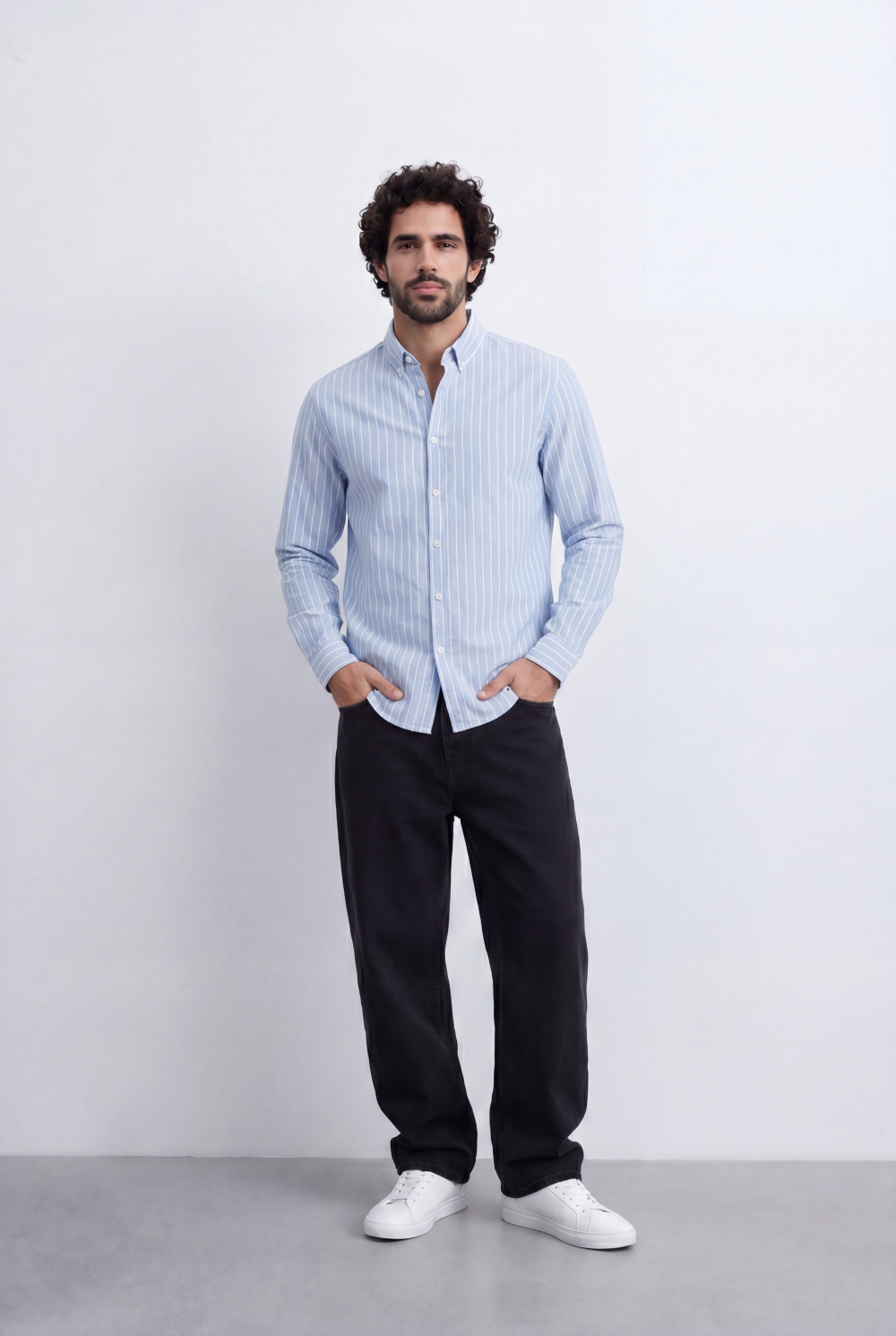 Men's Slim Fit Long Sleeve Striped Shirt Tomato Store Classic Button-Down Smart Casual Everyday Style