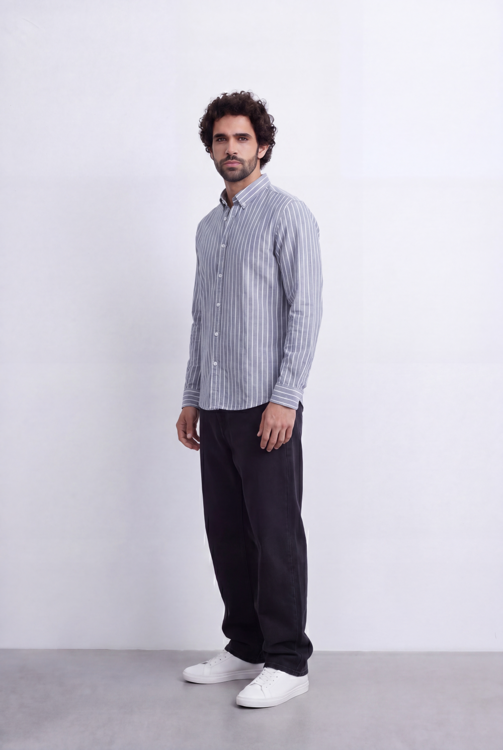 Men's Slim Fit Long Sleeve Striped Shirt Tomato Store Classic Button-Down Smart Casual Everyday Style