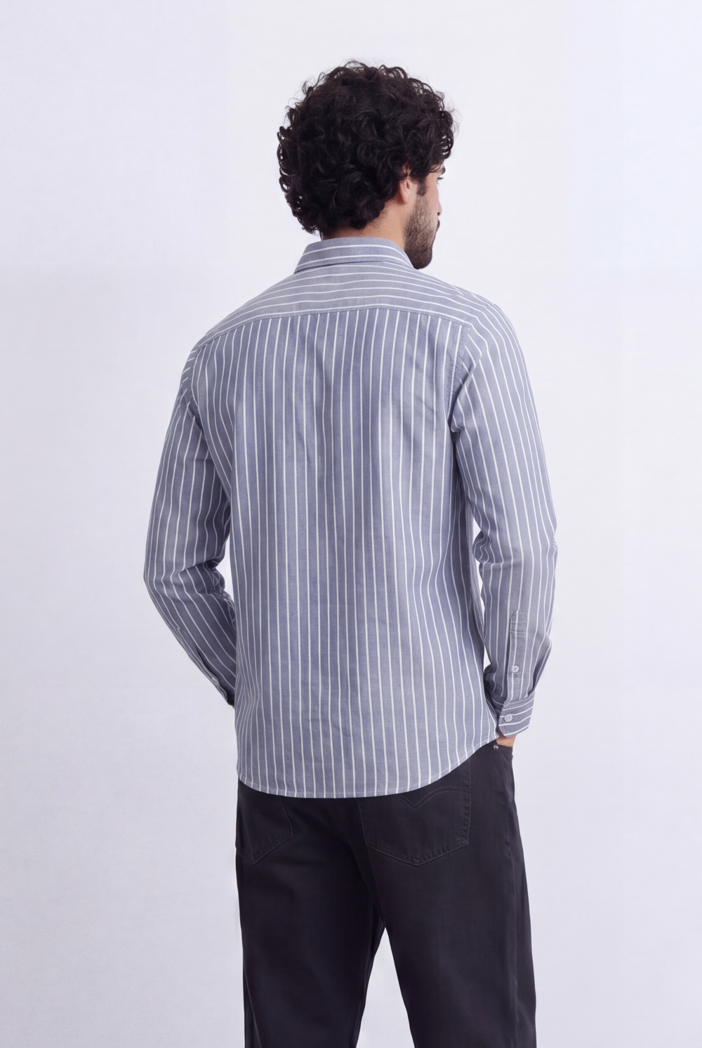 Men's Slim Fit Long Sleeve Striped Shirt Tomato Store Classic Button-Down Smart Casual Everyday Style