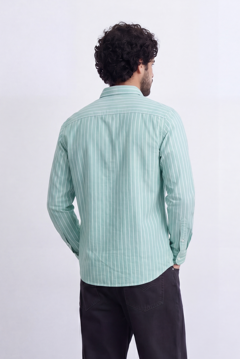 Men's Slim Fit Long Sleeve Striped Shirt Tomato Store Classic Button-Down Smart Casual Everyday Style
