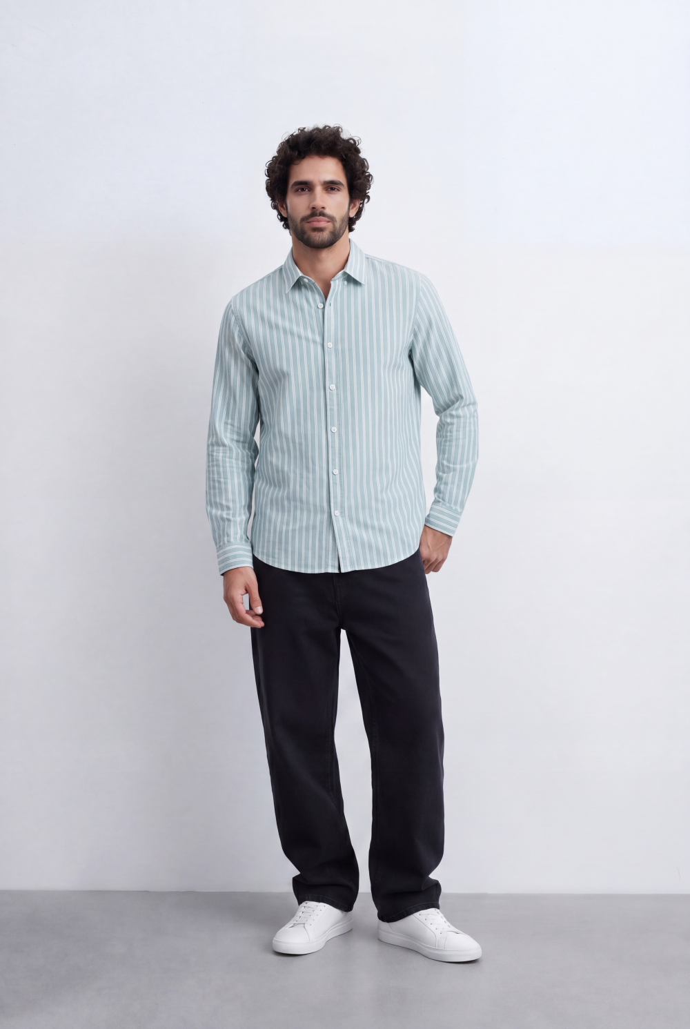 Men's Striped Regular Fit Tomato Store Shirt Lightweight Multi Stripe Pattern For A Laid-Back Smart Style