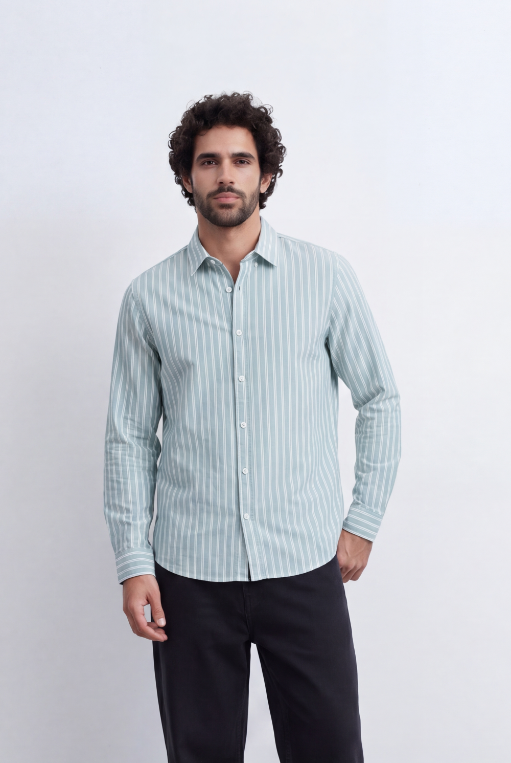 Men's Striped Regular Fit Tomato Store Shirt Lightweight Multi Stripe Pattern For A Laid-Back Smart Style