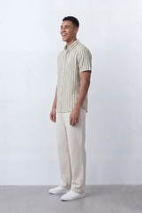 Men’s Tomato Store Striped Shirt Vertical Stripe Pattern Short Sleeve Design Regular Fit