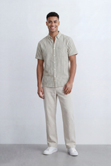 Men’s Tomato Store Striped Shirt Vertical Stripe Pattern Short Sleeve Design Regular Fit
