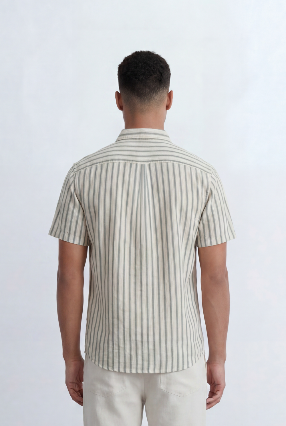Men’s Tomato Store Striped Shirt Vertical Stripe Pattern Short Sleeve Design Regular Fit