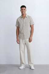 Men’s Tomato Store Striped Shirt Vertical Stripe Pattern Short Sleeve Design Regular Fit
