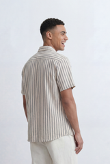 Men’s Tomato Store Striped Shirt Vertical Stripe Pattern Short Sleeve Design Regular Fit
