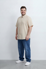 Men’s Tomato Store Big Size Short Sleeve Basic Shirt Featuring Relaxed Open Collar Design