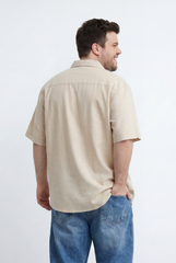 Men’s Tomato Store Big Size Short Sleeve Basic Shirt Featuring Relaxed Open Collar Design