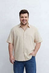 Men’s Tomato Store Big Size Short Sleeve Basic Shirt Featuring Relaxed Open Collar Design