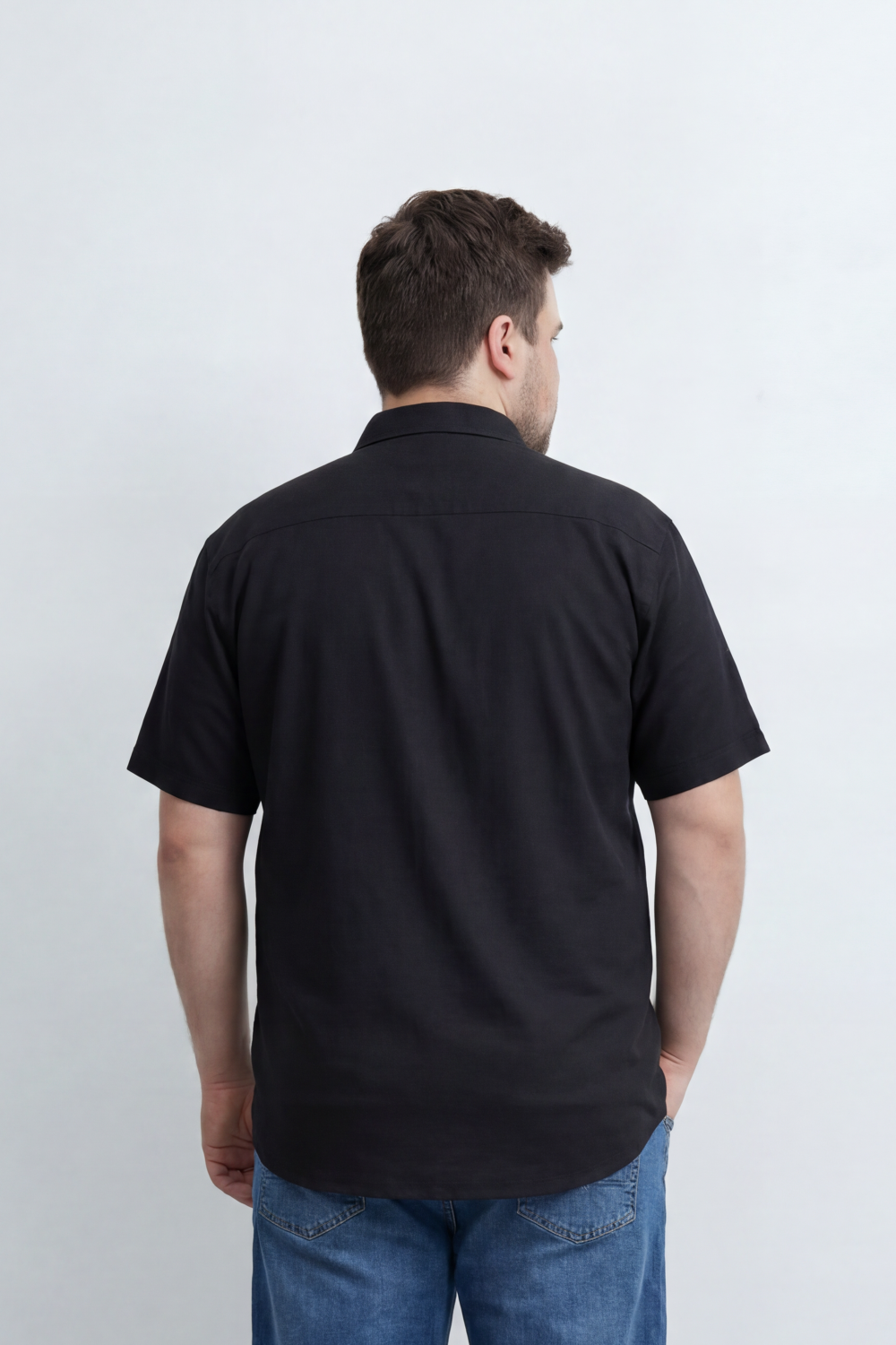 Men’s Tomato Store Big Size Quiet Form Button Shirt Plain Solid Surface With Fine Slub Grain Texture Full Button Front
