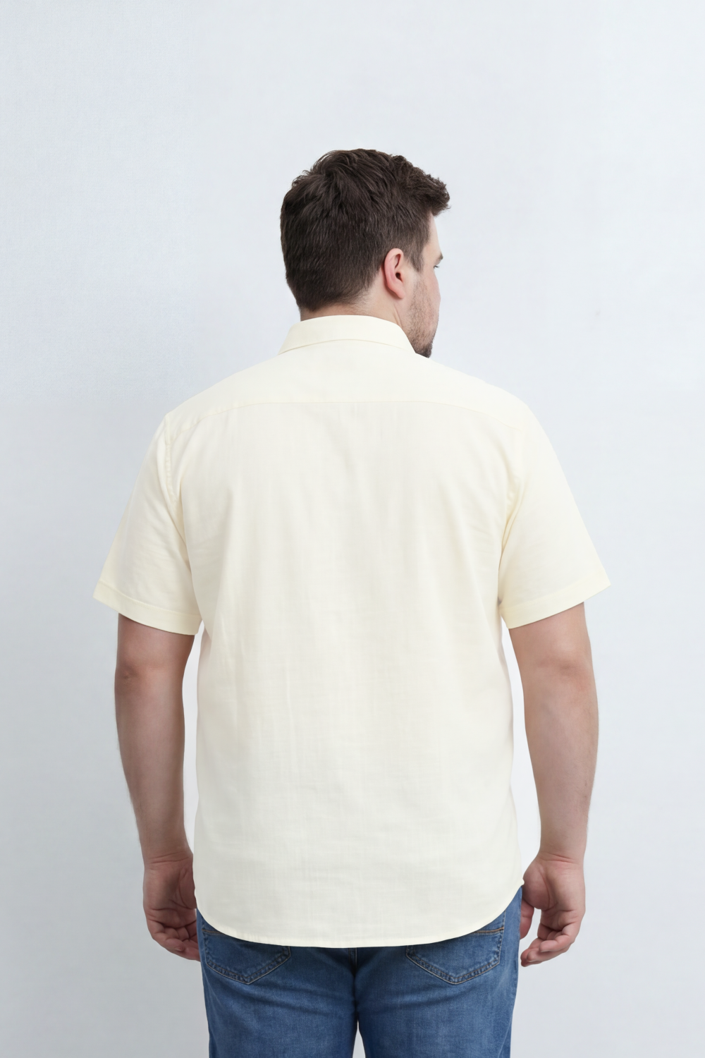 Men’s Tomato Store Big Size Quiet Form Button Shirt Plain Solid Surface With Fine Slub Grain Texture Full Button Front