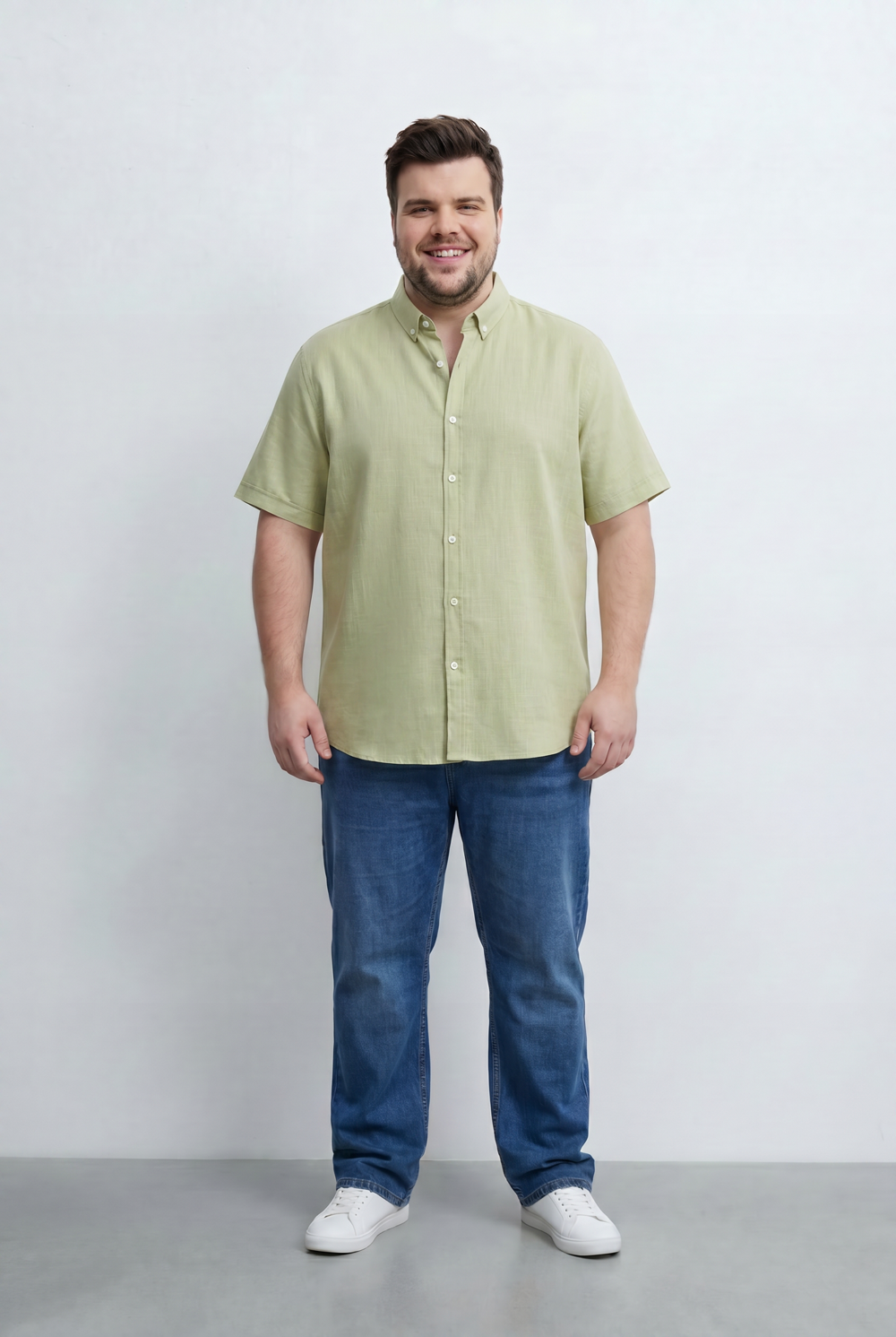 Men’s Tomato Store Big Size Short Sleeve Basic Shirt Featuring Relaxed Open Collar Design