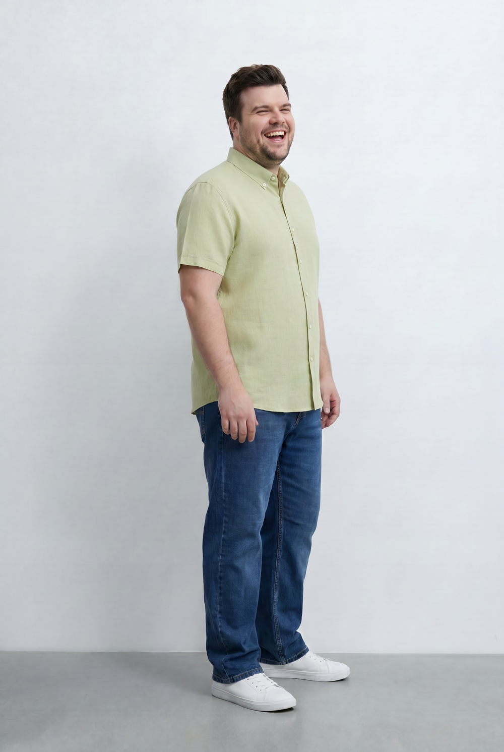Men’s Tomato Store Big Size Short Sleeve Basic Shirt Featuring Relaxed Open Collar Design