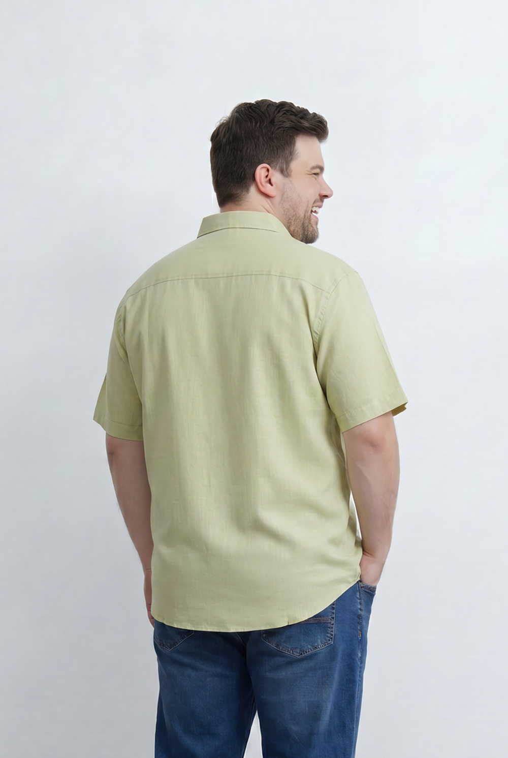 Men’s Tomato Store Big Size Short Sleeve Basic Shirt Featuring Relaxed Open Collar Design