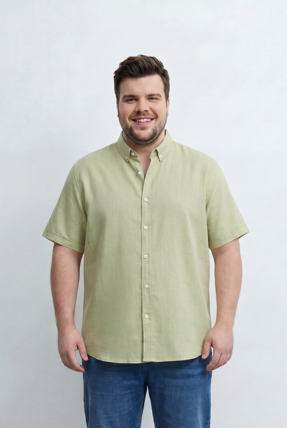 Men’s Tomato Store Big Size Short Sleeve Basic Shirt Featuring Relaxed Open Collar Design