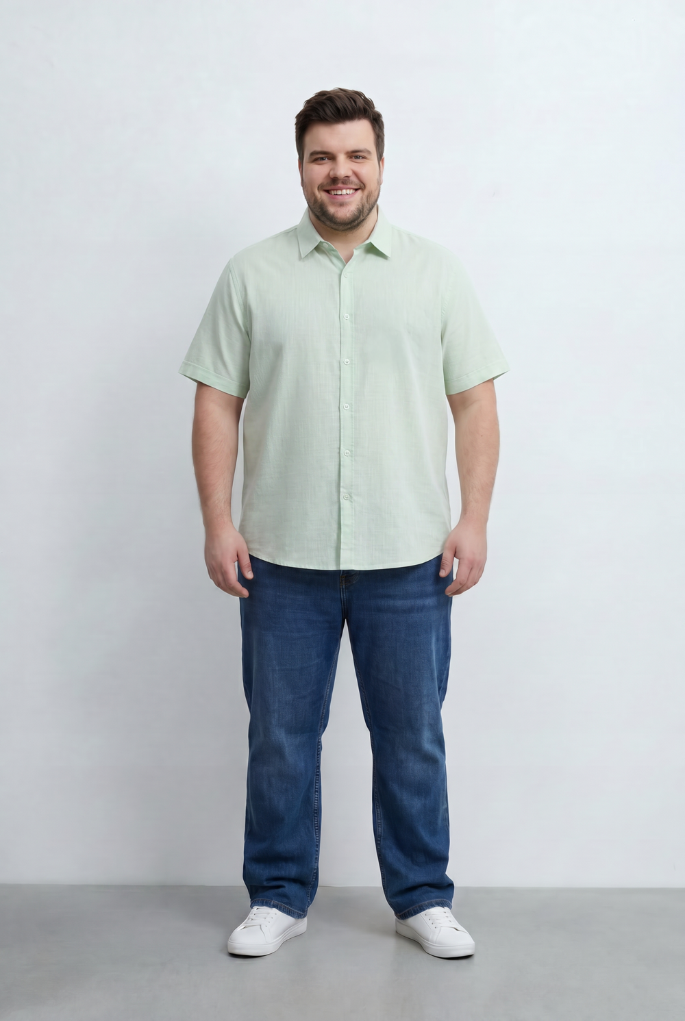 Men’s Tomato Store Big Size Short Sleeve Basic Shirt Featuring Relaxed Open Collar Design