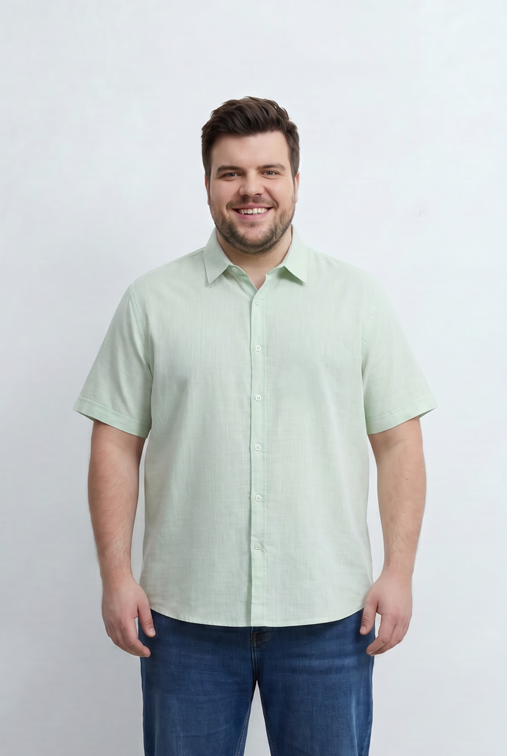 Men’s Tomato Store Big Size Short Sleeve Basic Shirt Featuring Relaxed Open Collar Design