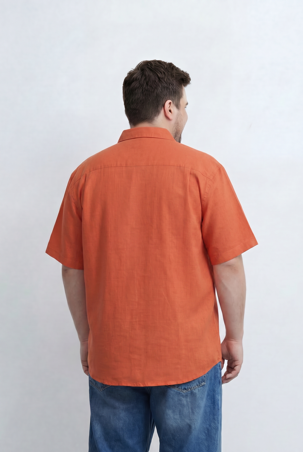 Men’s Tomato Store Big Size Short Sleeve Basic Shirt Featuring Relaxed Open Collar Design