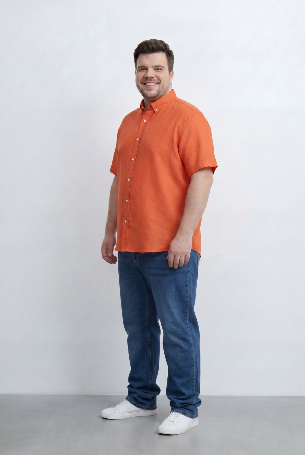 Men’s Tomato Store Big Size Short Sleeve Basic Shirt Featuring Relaxed Open Collar Design