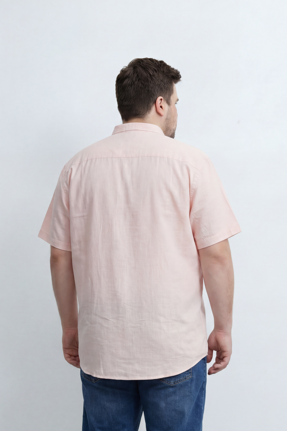 Men’s Tomato Store Big Size Quiet Form Button Shirt Plain Solid Surface With Fine Slub Grain Texture Full Button Front
