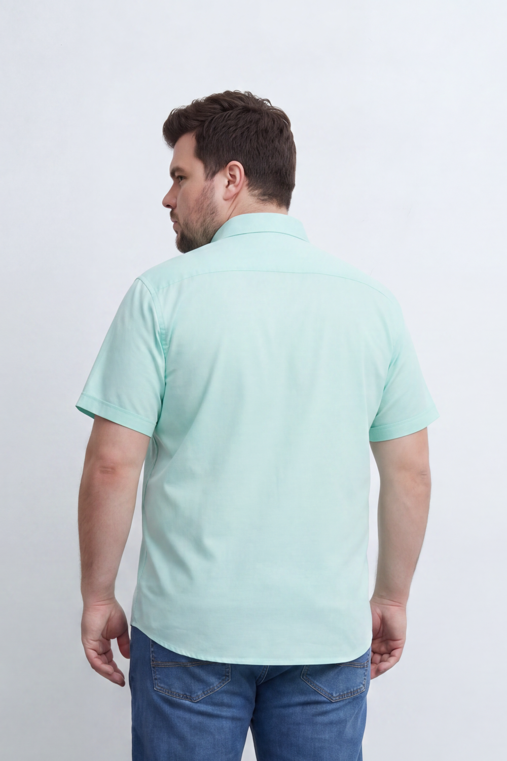 Men’s Tomato Store Big Size Quiet Form Button Shirt Plain Solid Surface With Fine Slub Grain Texture Full Button Front