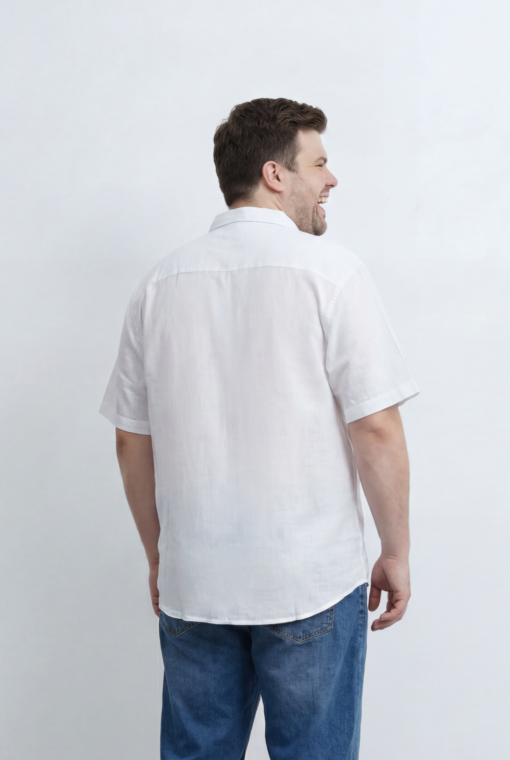 Men’s Tomato Store Big Size Short Sleeve Basic Shirt Featuring Relaxed Open Collar Design